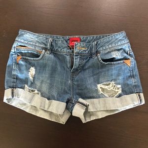 distressed jean shorts
